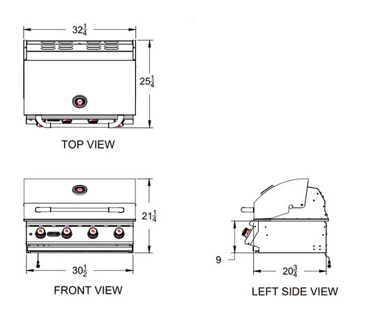 Bull Lonestar Select 30-Inch 4-Burner Built-In Gas Grill