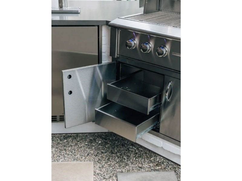 TrueFlame 36-Inch 2-Drawer Dry Storage Pantry & Enclosed Cabinet Combo