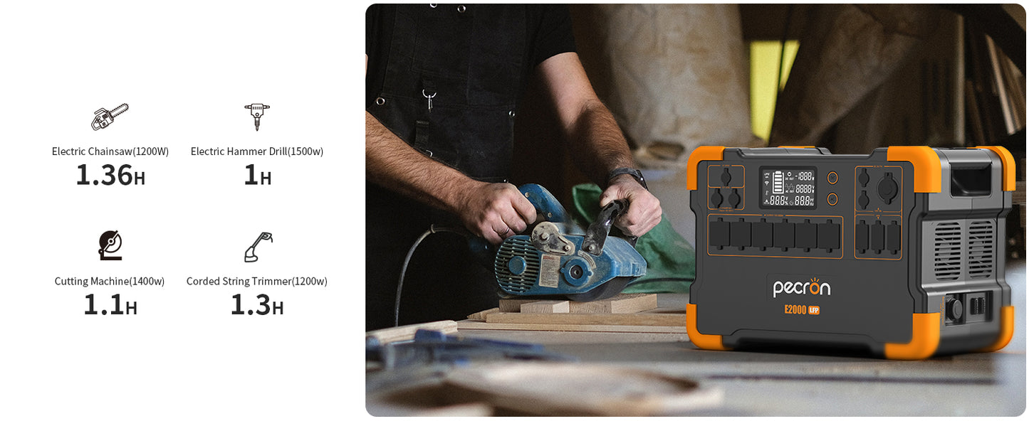 Pecron E2000LFP Solar Generator | 1,920 Wh LiFePO₄ 2000 W Portable Power Station