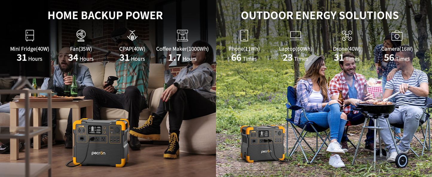 Pecron E2400LFP Solar Generator | 2,048 Wh LiFePO₄ 2400W Portable Power Station