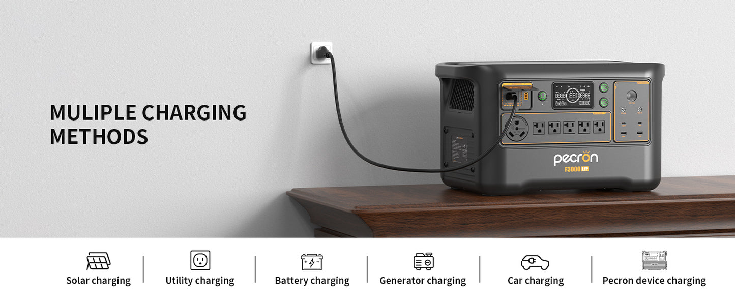 Pecron F3000LFP Solar Generator | 3,072 Wh LiFePO₄ 3600 W Portable Power Station
