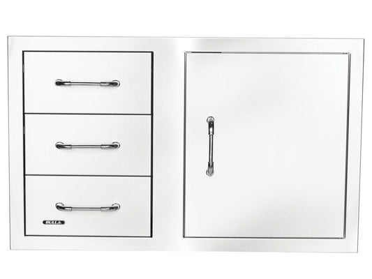 Bull 38-Inch Stainless Steel 3 Drawer Door Combo with Reveal