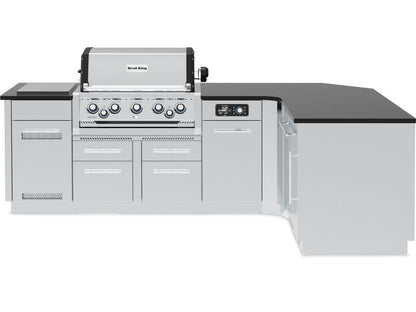 Broil King 111 x 70-Inch Outdoor Kitchen Island with Imperial QS 590i 5-Burner Gas Grill, Rotisserie, Side Burner, Refrigerator & iQue™ Technology Control