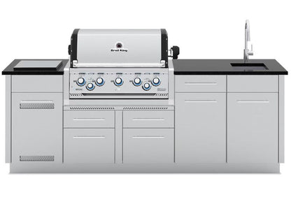 Broil King 8-Foot Outdoor Kitchen Island with Imperial S 590i 5-Burner Gas Grill, Rotisserie & Side Burner