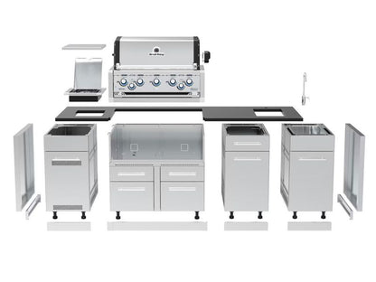 Broil King 8-Foot Outdoor Kitchen Island with Imperial S 590i 5-Burner Gas Grill, Rotisserie & Side Burner