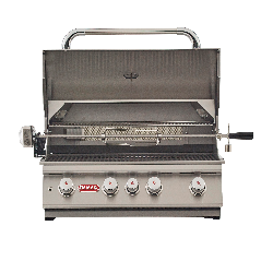 Bull Angus 30-Inch 4-Burner Built-In Gas Grill With Rear Infrared Burner & Rotisserie Kit