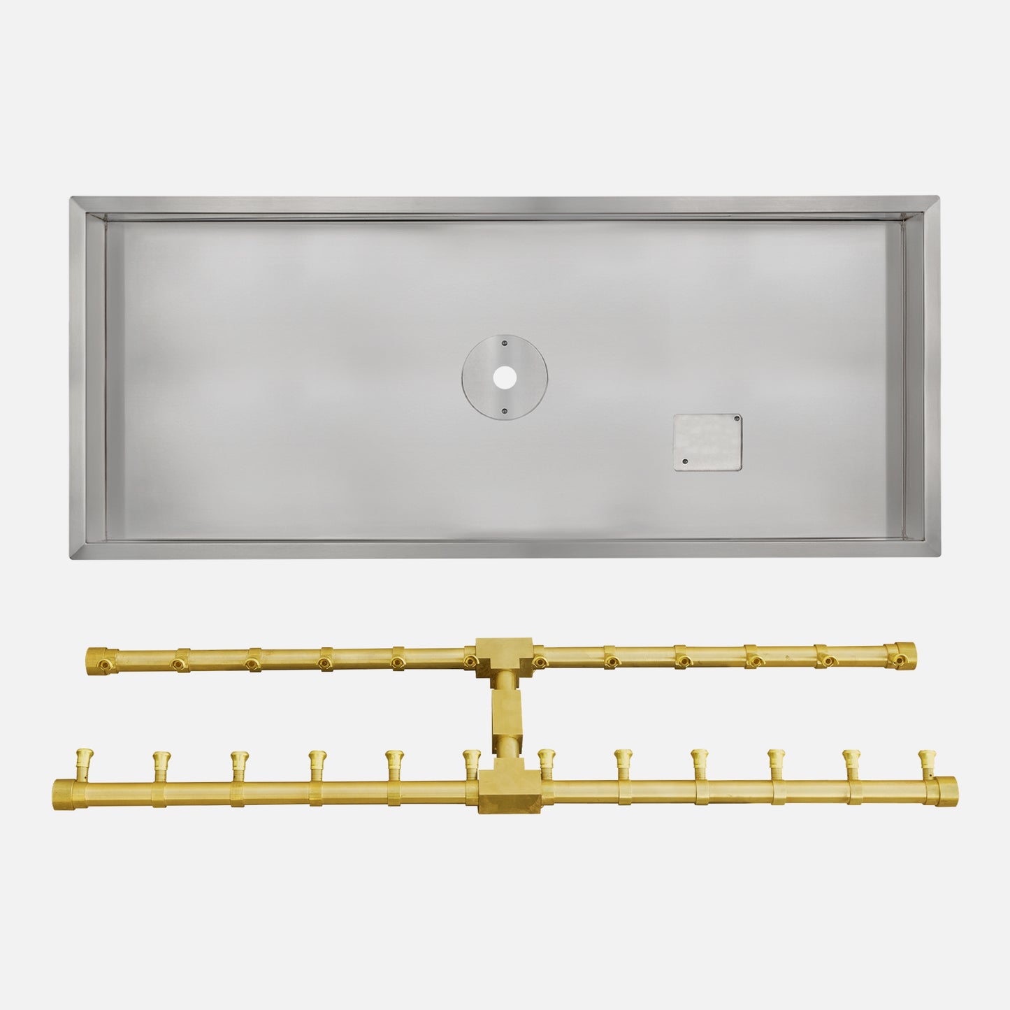 Rectangle Stainless Steel Drop-In Burner Pan Kit with Brass “H” Burner