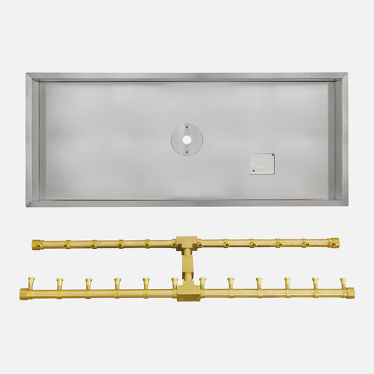 Rectangle Stainless Steel Drop-In Burner Pan Kit with Brass “H” Burner