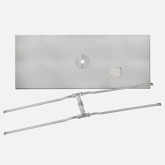 Rectangle Stainless Steel Fire Pit Flat Burner Pan Kit with “H” Burner (Bowl Sold Separately) — NG or LP, AWEIS, Battery & Manual Ignition, 24–96 in