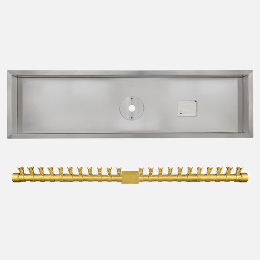 Rectangle Stainless Steel Drop-In Burner Pan Kit with Brass “T” Burner