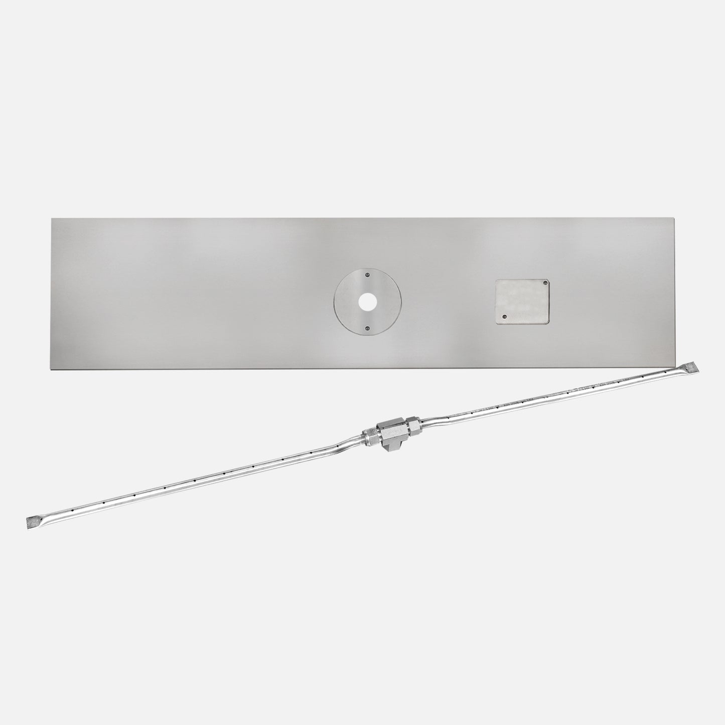 Rectangle Stainless Steel Fire Pit Flat Burner Pan Kit with “T” Burner (Bowl Sold Separately) — NG or LP, AWEIS, Battery & Manual Ignition, 24–96 in