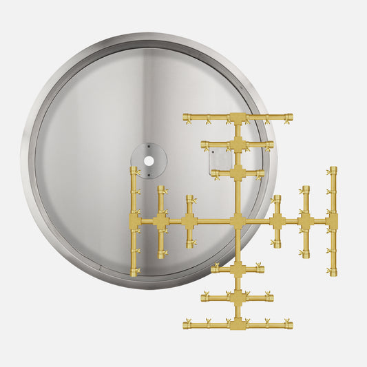 Round Stainless Steel Drop-In Burner Pan Kit with Brass Round Burner