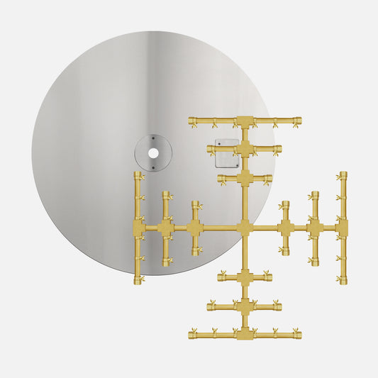 Round Stainless Steel Fire Pit Flat Burner Pan Kit with Brass Burner (Bowl Sold Separately) — NG or LP, AWEIS, Battery & Manual Ignition, 24–48 in