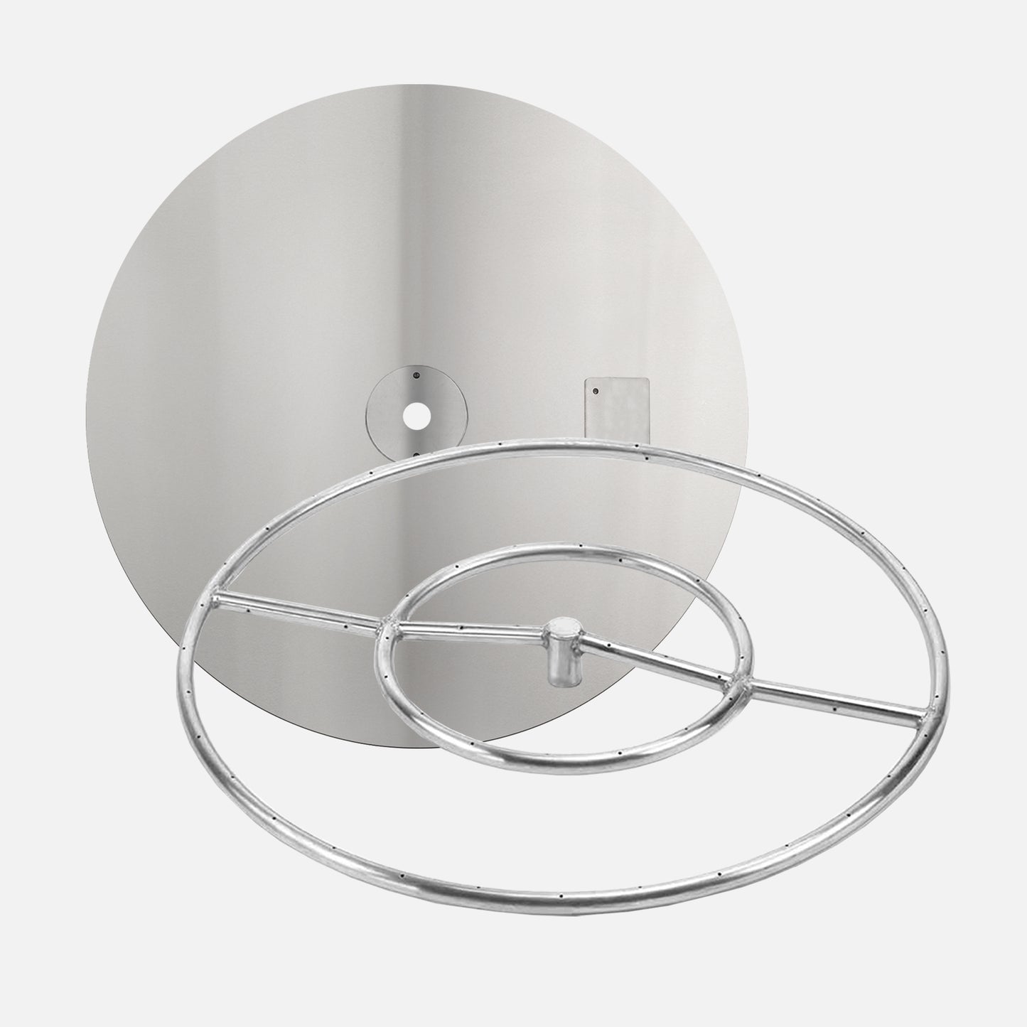 Round Stainless Steel Fire Pit Flat Burner Pan Kit (Bowl Sold Separately) — NG or LP, AWEIS, Battery & Manual Ignition, 18–48 in