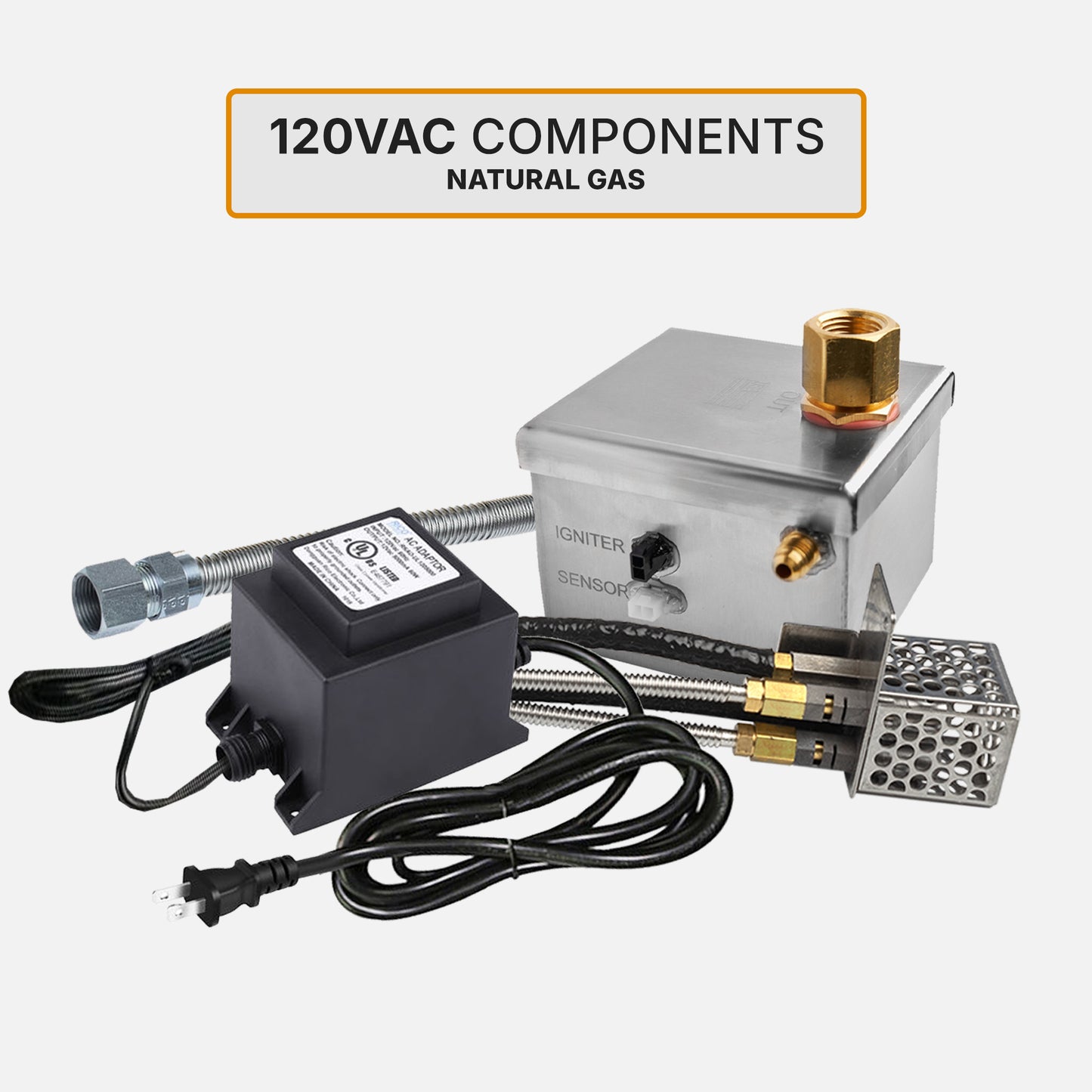 Round Stainless Steel Drop-In Burner Pan Kit with Brass Round Burner