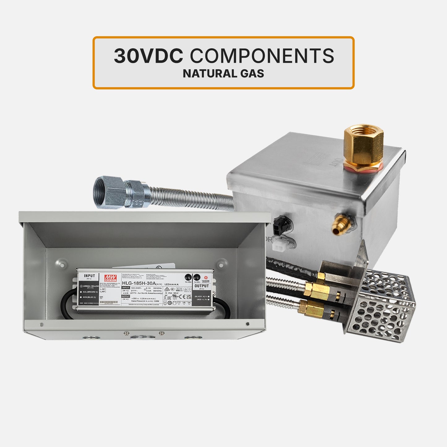 Round Stainless Steel Drop-In Burner Pan Kit with Brass Round Burner