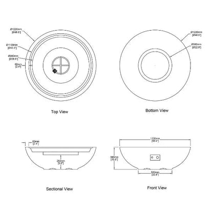 Elementi Plus Rose Bowl 48" Round Concrete Fire Bowl OFG420