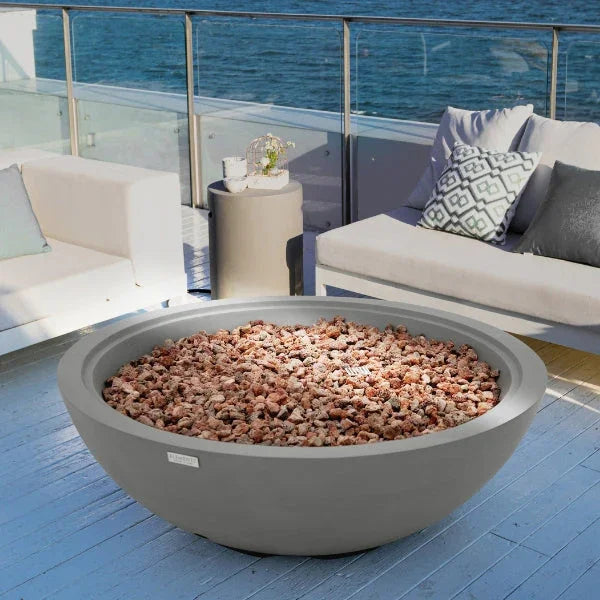 Elementi Plus Rose Bowl 48" Round Concrete Fire Bowl OFG420