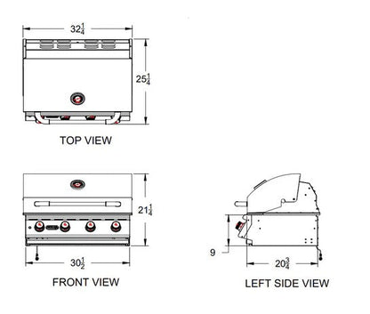 Bull Lonestar Select 30-Inch 4-Burner Built-In Gas Grill