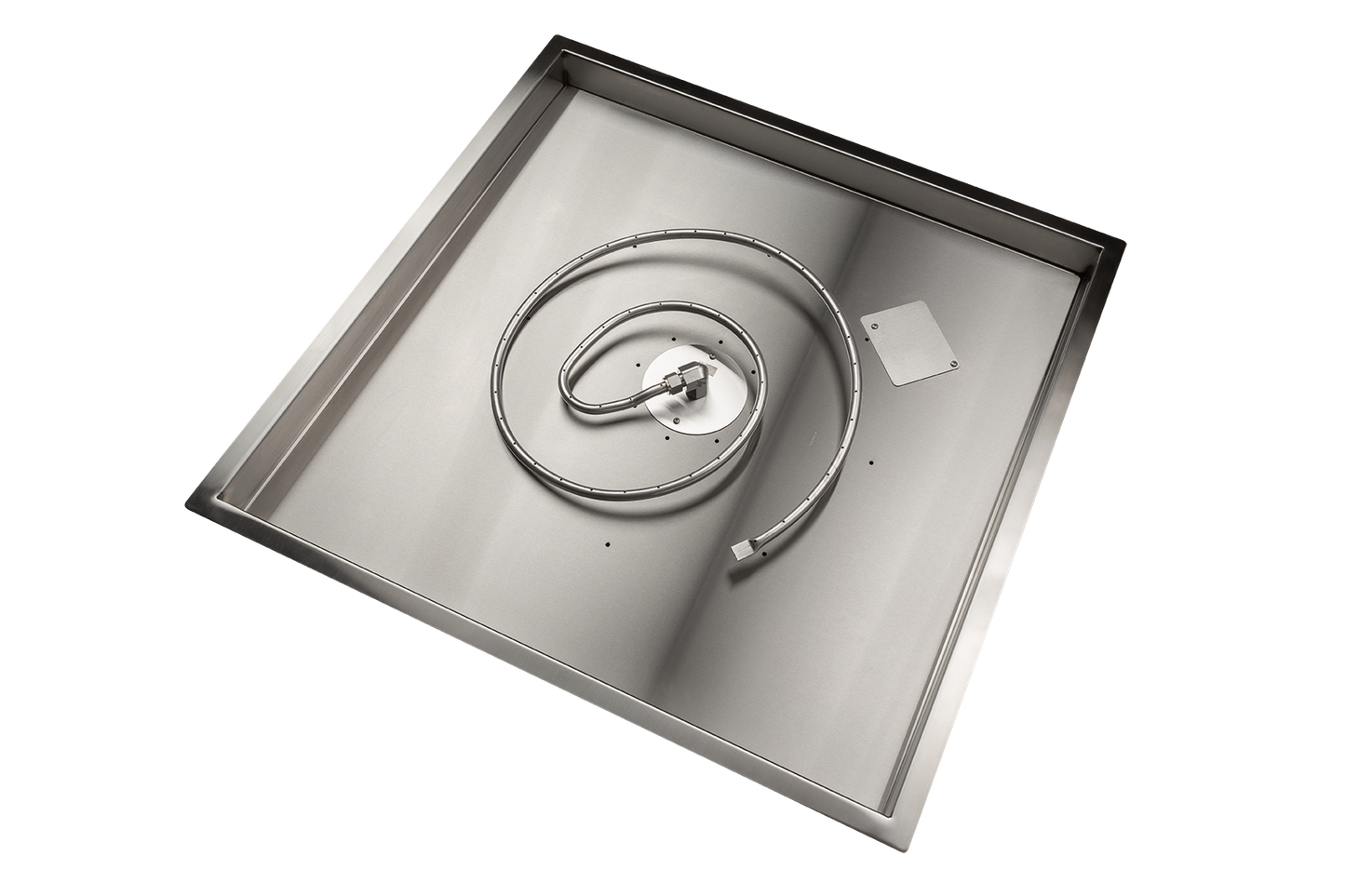 Square Stainless Steel Fire Pit Drop-In Burner Pan Kit (Bowl Sold Separately) – NG or LP, AWEIS, Battery & Manual Ignition, 18–48 in