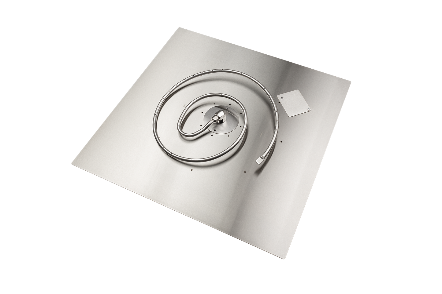 Square Stainless Steel Fire Pit Flat Burner Pan Kit (Bowl Sold Separately) — NG or LP, AWEIS, Battery & Manual Ignition, 18–48 in