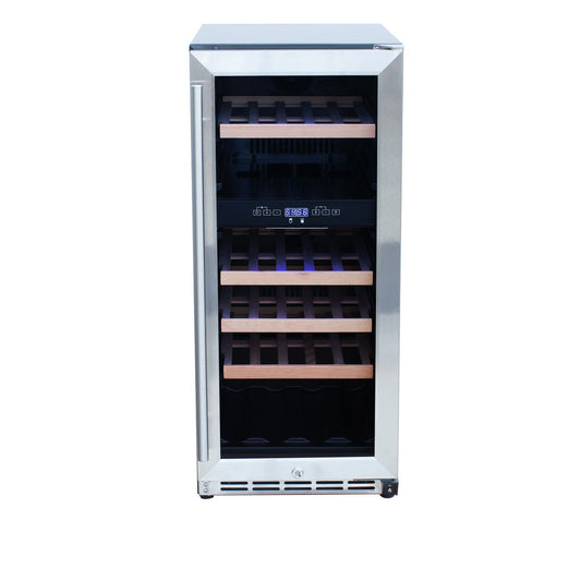 TrueFlame 15-Inch 3.2 Cu. Ft. Outdoor Rated Dual Zone Wine Cooler