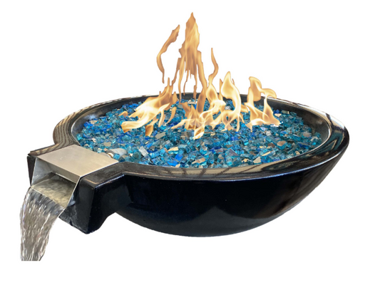 Round Handcrafted Natural GFRC Fire & Water Bowl – Wok