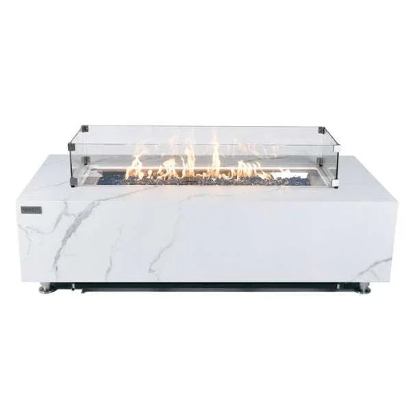 Elementi Plus Carrara Marble Pocelain Fire Table OFP121BW