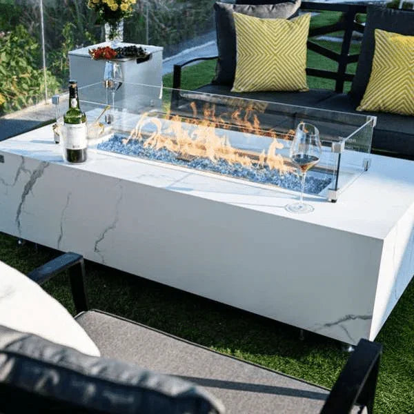 Elementi Plus Carrara Marble Pocelain Fire Table OFP121BW