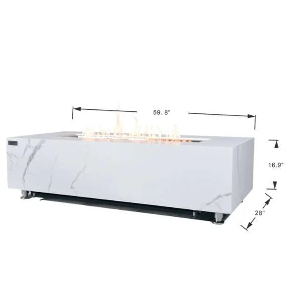 Elementi Plus Carrara Marble Pocelain Fire Table OFP121BW