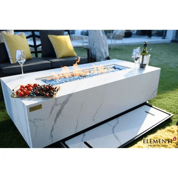 Elementi Plus Carrara Marble Pocelain Fire Table OFP121BW