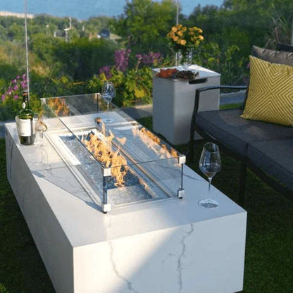 Elementi Plus Carrara Marble Pocelain Fire Table OFP121BW