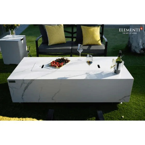 Elementi Plus Carrara Marble Pocelain Fire Table OFP121BW
