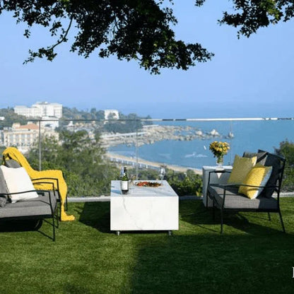 Elementi Plus Carrara Marble Pocelain Fire Table OFP121BW