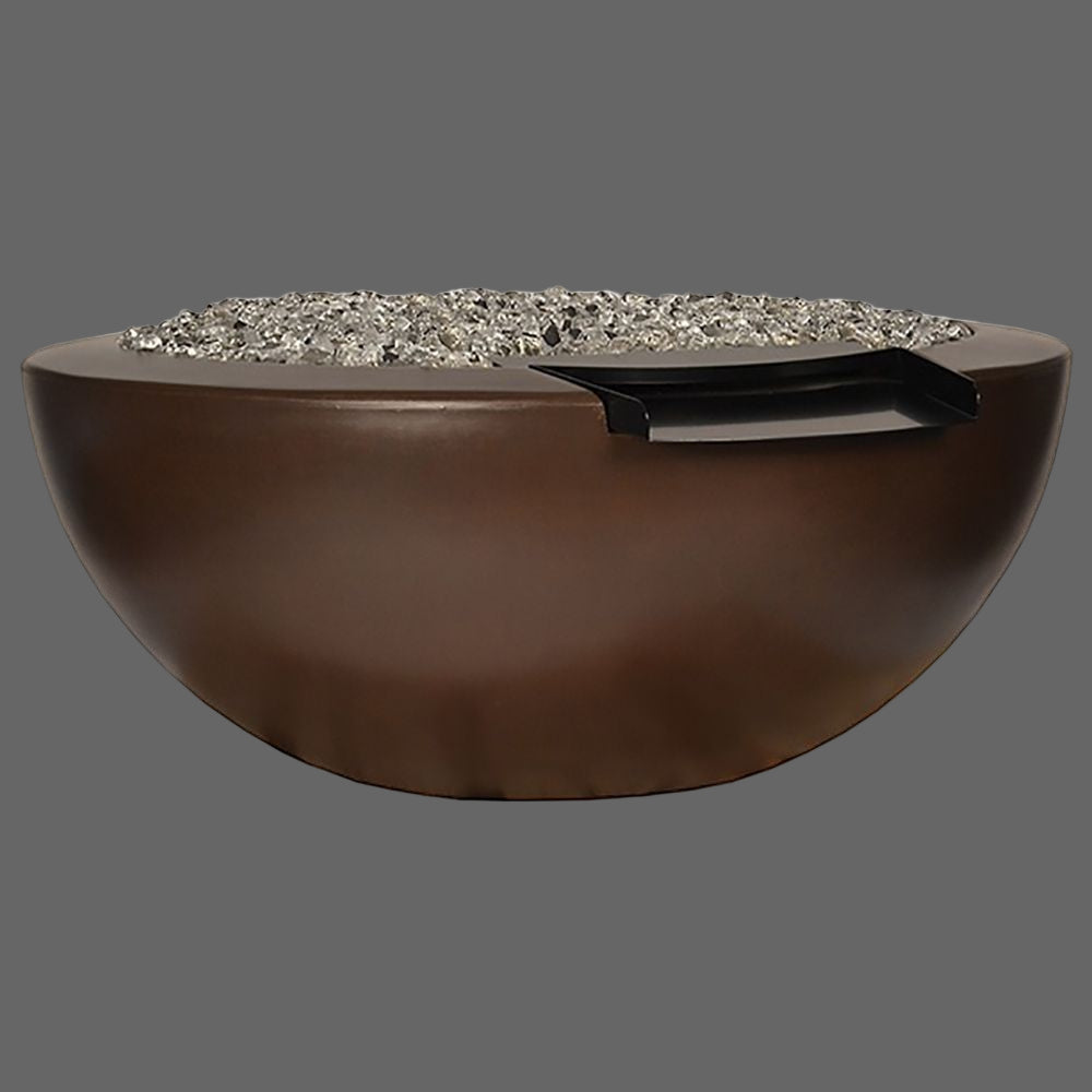 Fire by Design® Round Powder Coated Stainless Steel Fire & Water Bowl – Snowflake Brass Burner – Fire by Design