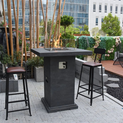 Elementi Montreal Square Concrete Liquid Propane Fire Pit OFG221