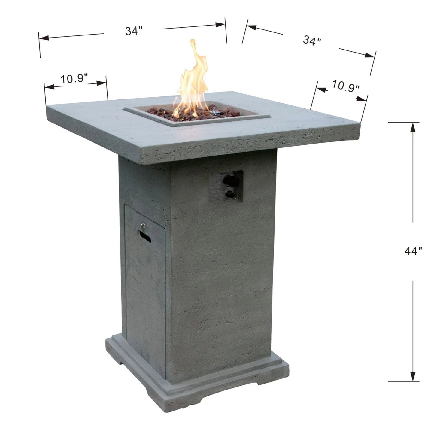 Elementi Montreal Square Concrete Liquid Propane Fire Pit OFG221