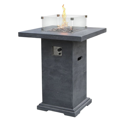 Elementi Montreal Square Concrete Liquid Propane Fire Pit OFG221