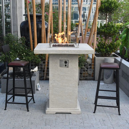 Elementi Montreal Square Concrete Liquid Propane Fire Pit OFG221