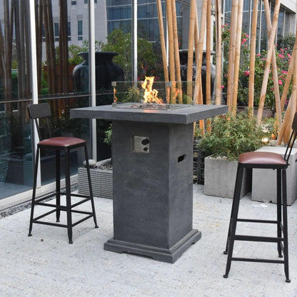 Elementi Montreal Square Concrete Liquid Propane Fire Pit OFG221