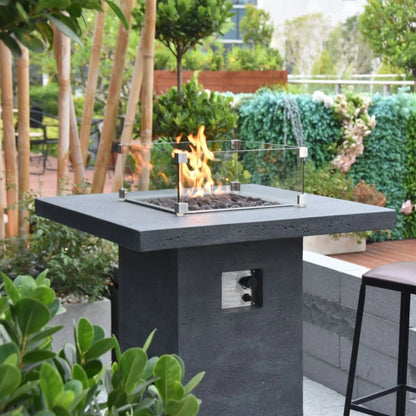 Elementi Montreal Square Concrete Liquid Propane Fire Pit OFG221