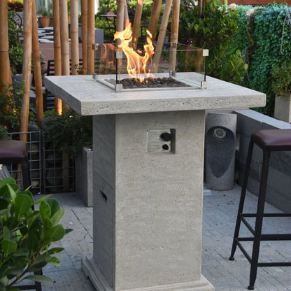 Elementi Montreal Square Concrete Liquid Propane Fire Pit OFG221