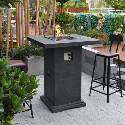 Elementi Montreal Square Concrete Liquid Propane Fire Pit OFG221