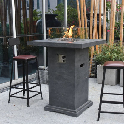 Elementi Montreal Square Concrete Liquid Propane Fire Pit OFG221