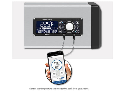 Broil King 70 x 118-Inch Outdoor Kitchen Island with Imperial QS 690i 6-Burner Gas Grill, Rotisserie, Side Burner, Refrigerator & iQue™ Technology Control