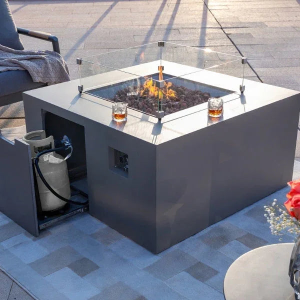 Elementi Rocky Fire Table With Propane Tank Drawer OFG310