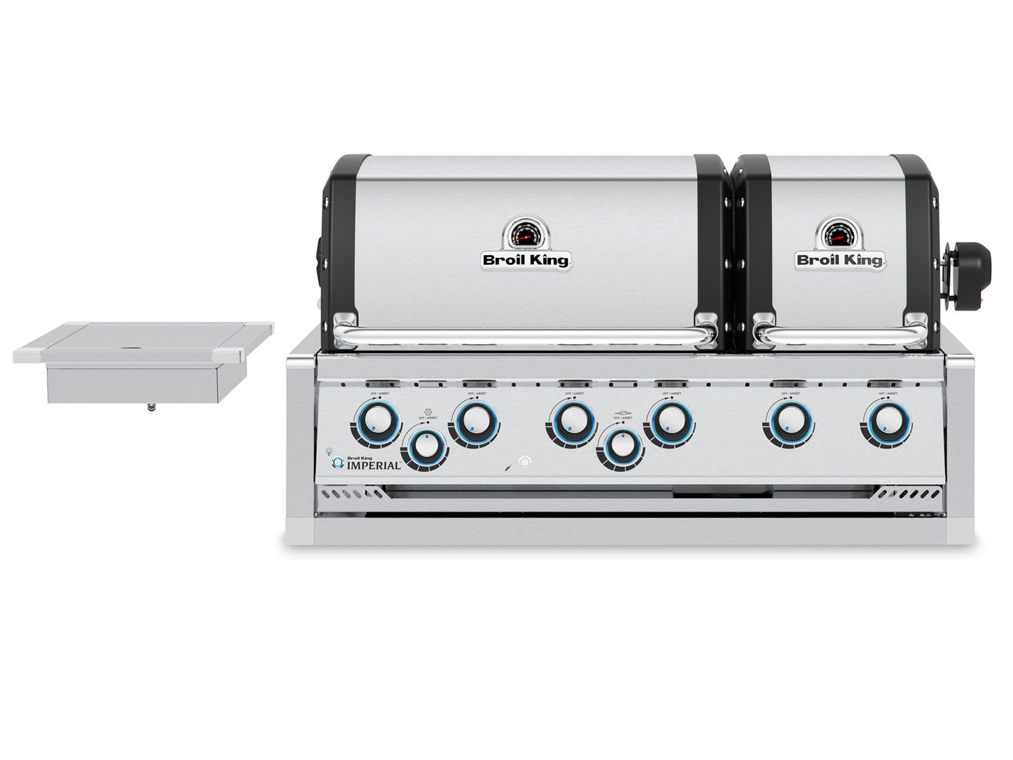 Broil King 11-Foot Outdoor Kitchen Island with Imperial S 690i 6-Burner Gas Grill, Rotisserie, Side Burner & Refrigerator (Right Orientation)