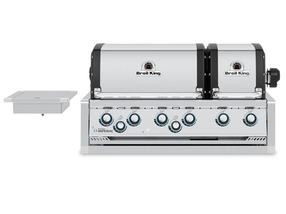 Broil King 11-Foot Outdoor Kitchen Island with Imperial S 690i 6-Burner Gas Grill, Rotisserie, Side Burner & Refrigerator (Right Orientation)