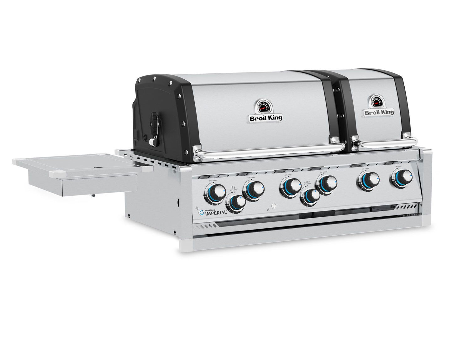 Broil King 11-Foot Outdoor Kitchen Island with Imperial S 690i 6-Burner Gas Grill, Rotisserie, Side Burner & Refrigerator (Right Orientation)