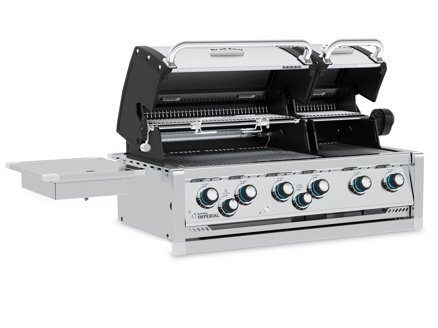 Broil King 11-Foot Outdoor Kitchen Island with Imperial S 690i 6-Burner Gas Grill, Rotisserie, Side Burner & Refrigerator (Right Orientation)